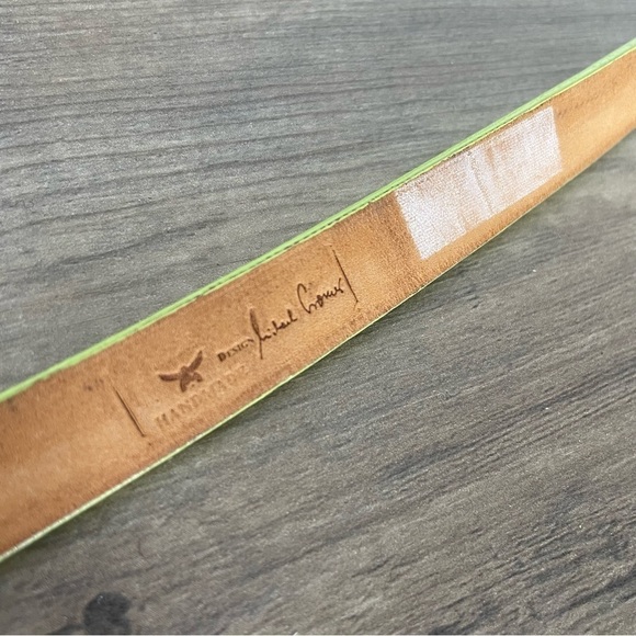 Vintage MCM Michael Cromer Lime Green Leather Skinny Belt - Picture 11 of 14